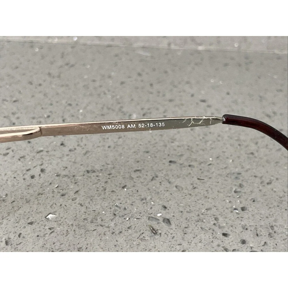 EYEGLASSES ECCA WM 5008 AM TORTOISE GOLD METAL FRAMES ONLY 52-18-135 red round